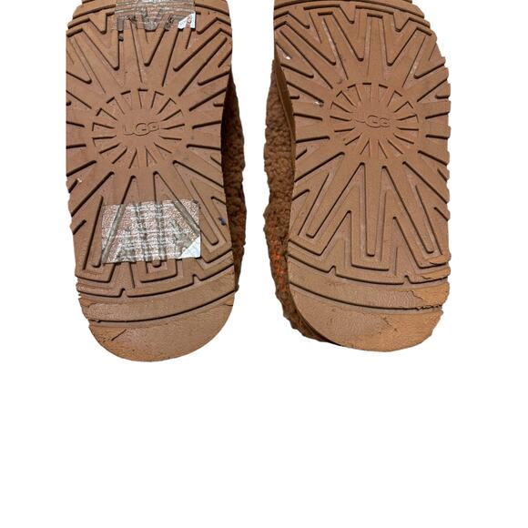 UGG Shearling Fleece Mule Slides Brown Slip On Platform Slippers Comfort Shoes - Picture 4 of 8